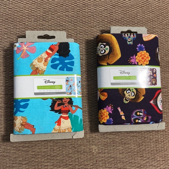Disney Coco & Moana 100% Cotton Fabric 1 Yard 36" x 43" MWT - Picture 1 of 6
